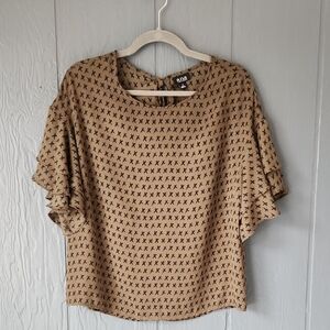 Women's Olive Blouse with Black Pattern